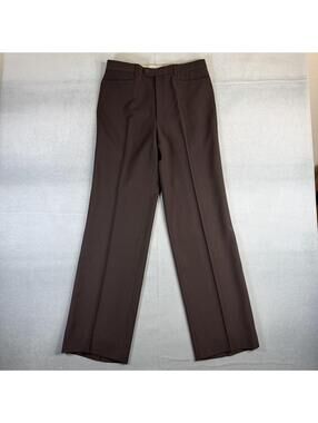 Vintage 80s Zanella Dress Pants Mens 32 Brown Flat Front 100% Wool Made in Italy